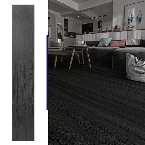 Vista 9 de Art3dwallpanels Azulejos de vinilo para despegar y pegar, 24 hojas de 36 pies cuadrados, tablón de madera adhesivo negro, diseño fino