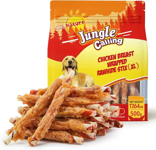 Vista 10 de Jungle Calling Golosinas para perros, golosinas masticables para perros con alto contenido de proteínas, dientes y pelaje saludables, palitos