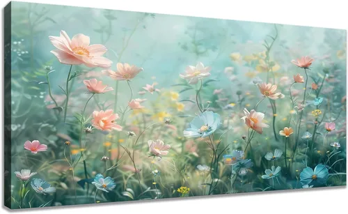 Vista 12 de Tucai Decor Lienzo decorativo para decoración de la mañana amanecer árboles verdes paisaje, sol sobre bosque, fotografía impresa en lienzo