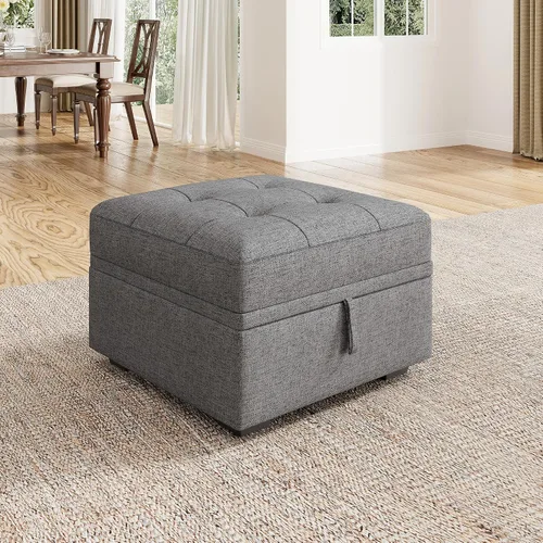 Vista 23 de HONBAY Sofá cama modular modular con cama extraíble, sofá en forma de L con asiento de almacenamiento, sofás seccionales para sala de estar, beige