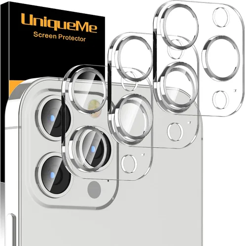 Vista 42 de UniqueMe para Paquete de 3 Protectores de Lente de Cámara para iPhone 15 Pro/iPhone 15 Pro Max, [Protección contra Caídas] [Compatible con Fundas]
