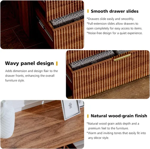 Vista 4 de Ieejdn 55.12" Modern Chest of Drawer, 6 Deep Drawers,Clothes Organizer,Large Storage Cabinet for Living Room, Bedroom,Dresser TV Stand, Wood Drawer