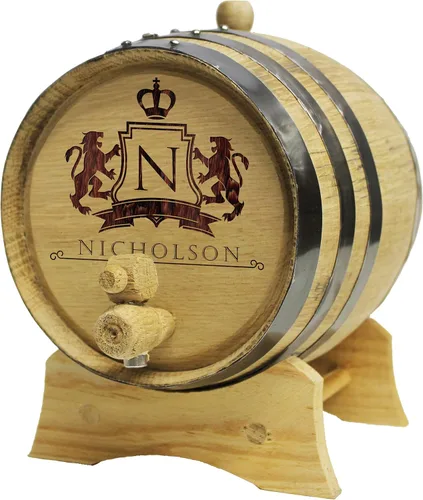 Vista 5 de The Wedding Party Store Whisky de roble grabado, bourbon o barril de vino, personalizado con diseños WPS (barril de 1 litro)