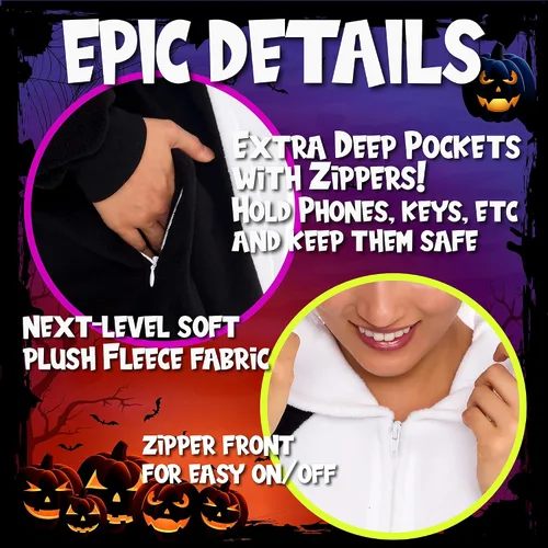 Vista 5 de Slim Fit Adult Onesie - Animal Halloween Costume - Plush Fruit One Piece Cosplay Suit for Women and Men by FUNZIEZ!