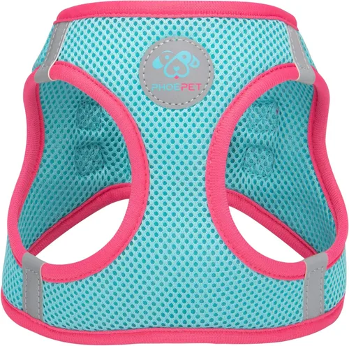Vista 9 de PHOEPET Arnés para perro, arnés reflectante ajustable para perro, chaqueta suave para caminar para mascotas con 2 ganchos de metal para correa