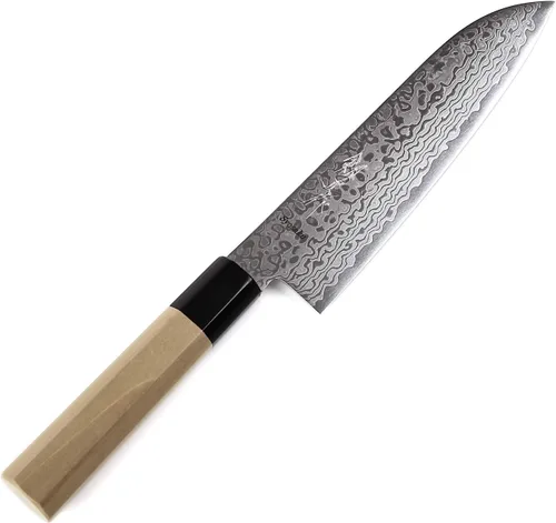Vista 19 de Cuchillo japonés Damasco ZA18 mango de madera octogonal de magnolia de 69 capas, 6 pulgadas (5.906 in)