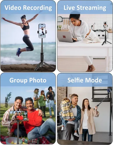 Vista 6 de Selfie Stick - Trípode de aleación de aluminio para selfie stick con soporte de trípode plegable para viajes, rotación de 270 grados, compatible