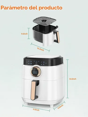 Vista 5 de Freidora de aire, freidora de aire ALLCOOL de 8 cuartos, freidora de aire grande de 1700W con pantalla táctil de 8 en 1, freidoras aptas