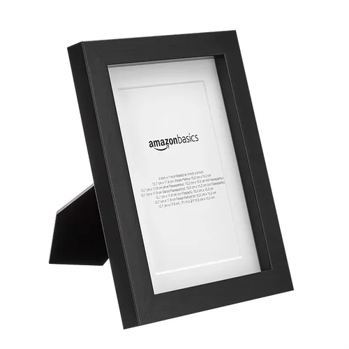 Vista 3 de Amazon Basics Marco de fotos rectangular de 5 x 7 pulgadas o 4 x 6 pulgadas con paspartú, paquete de 2, color negro