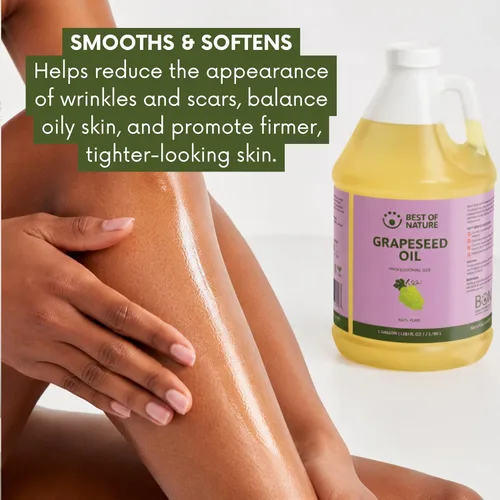 Vista 8 de Best of Nature Aceite corporal y masaje de semilla de uva 100% puro, sin perfume, ligero y no graso para cabello, piel, cara y aceite portador