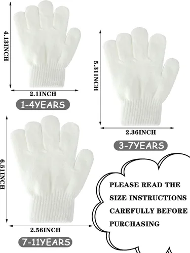 Vista 3 de Boao 6 pares de guantes para niños, dedos completos, guantes de punto para niños pequeños, guantes cálidos de invierno para niños y niñas
