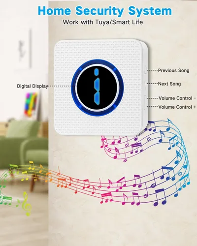 Vista 2 de Sistema de alarma con sensor de movimiento, alarma inalámbrica de seguridad para el hogar, detector de movimiento con 1 sensor y 1 receptor, 38