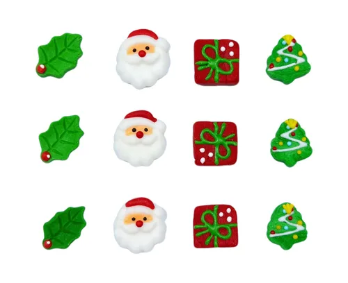 Vista 25 de Sentovac 12 piezas decoraciones comestibles para pasteles de Navidad (2 Papá Noel) Chispitas para mezclar para Navidad Suministros para fiesta 3