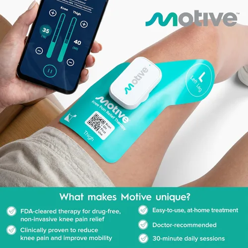Vista 6 de Motive Dispositivo de alivio del dolor de rodilla NMES aprobado por la FDA para fortalecimiento de cuádriceps, máquina de terapia de rodilla