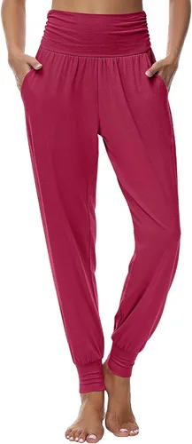 Vista 4 de Ficerd Paquete de 3 pantalones deportivos para mujer, cómodos pantalones de descanso con bolsillos de cintura alta, pantalones deportivos cómodos
