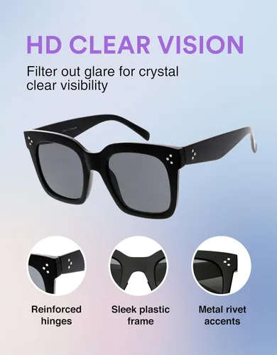 Vista 5 de zeroUV - Gafas de sol cuadradas retro de moda de gran tamaño para mujer estilo vintage 1.969 pulgadas