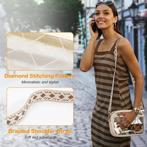Vista 2 de MoKo Clear Bag for Stadium Events - Multi Pockets Clear Sling Purse Crossbody Bag with Adjustable Shoulder Strap Stadium Events, Multi Pockets