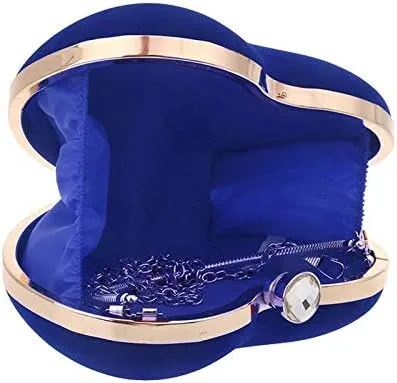 Vista 3 de Goclothod Bolso de noche en forma de corazón Bolso de mano de fiesta Bolso de hombro con cadena