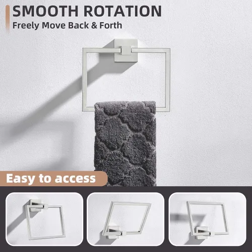 Vista 3 de Angle Simple SUS 304 - Toallero cuadrado de acero inoxidable para pared de baño, 7.09 pulgadas