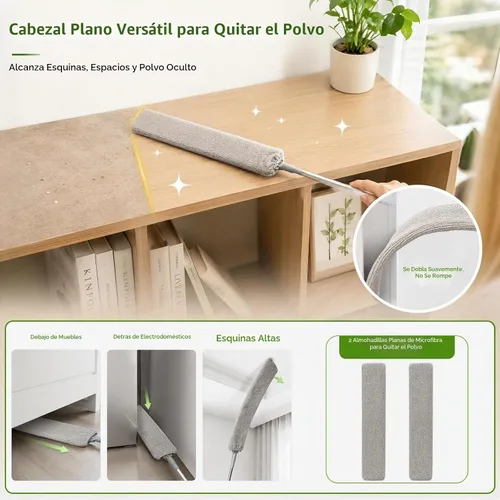 Vista 4 de Plumero de 10 piezas con poste de extensión, plumero para techo alto