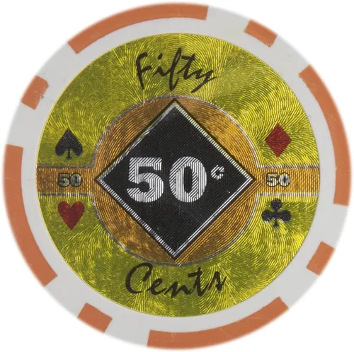 Vista 7 de Brybelly Black Diamond Poker Chip Heavy 0.49 oz Clay Composite - Paquete de 50 ($0.25 marrón)