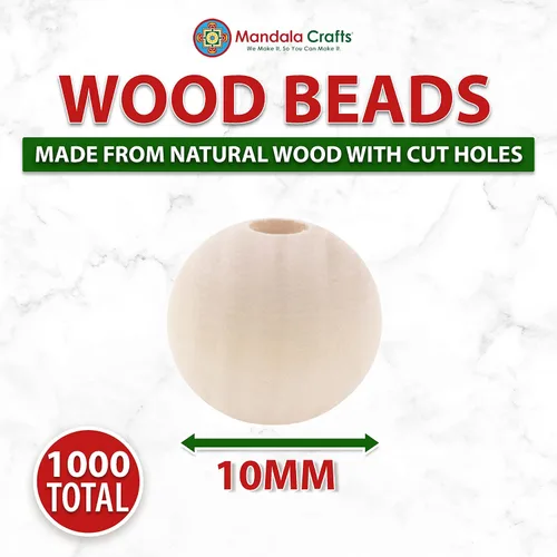 Vista 100 de Mandala Crafts - 2000 cuentas de madera redondas pequeñas de 6 mm para manualidades, suministros de macramé - cuentas de madera natural negra sin