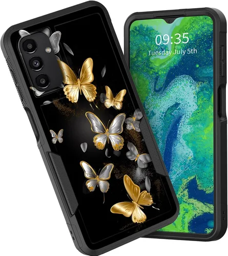 Vista 51 de Funda protectora para Galaxy A13 5G, doble capa híbrida resistente a prueba de golpes, policarbonato duro, silicona suave, TPU, funda protectora