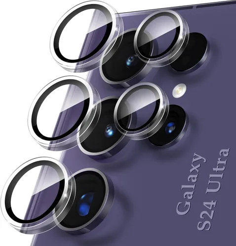 Vista 26 de YWXTW para Samsung Galaxy S23 Ultra Protector de lente de cámara, Protector de pantalla de lente de cámara de vidrio templado con anillo metálico