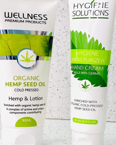 Vista 4 de Wellness Premium Products Loción corporal unisex de aceite de semilla de cáñamo orgánico 6.3 oz Cold-pressed hemp seed oil helps retain moisture