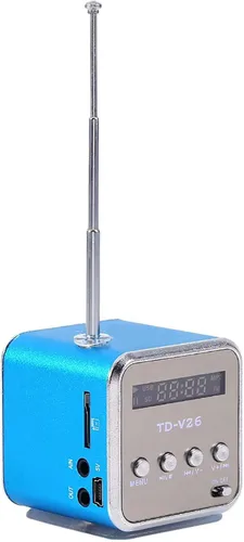 Vista 7 de Altavoz de radio FM portátil, MP3 MP4 estéreo digital, reproductor de música, soporte para tarjeta TF, disco USB, batería de 600 mAh, mini altavoz