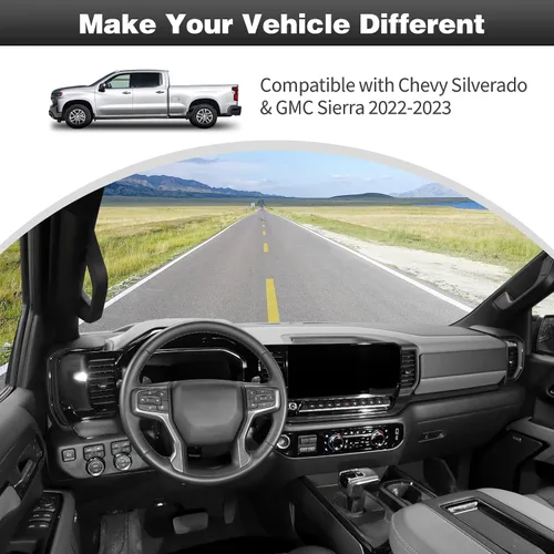 Vista 2 de CheroCar Cubierta de pomos de radio de CA para consola central, perilla de aire acondicionado, interruptor de botón para Chevy Silverado y GMC Negro