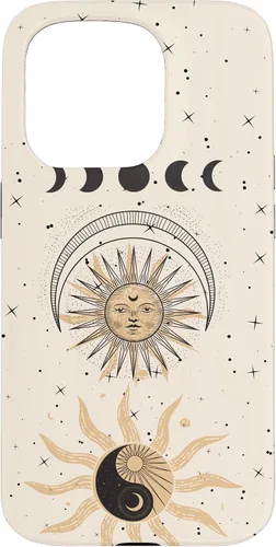 Vista 14 de Mystical Tarot Card Aesthetic Sun Moon Phases Yin Yang Space Case for iPhone 17