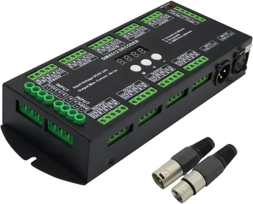 Vista 8 de AKEPO Mini decodificador de pantalla digital DMX de 4 canales, controlador DMX512 para luces LED RGBW DC9-24V 4A/CH con 15 efectos integrados