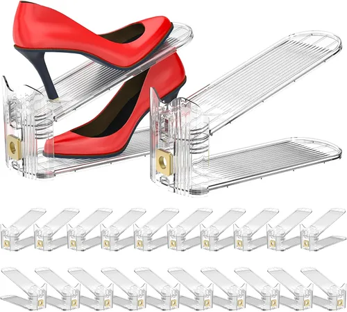 Vista 9 de Organizador de ranuras para zapatos, apiladores de zapatos ajustables, paquete de 10 ahorradores de espacio para zapatos, ranura para zapatos