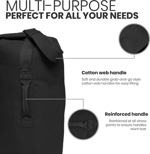 Vista 5 de WHITEDUCK Bolsa de lona plegable de carga superior, resistente al agua, estilo militar, para hombres y mujeres, gimnasio, deportes, viajes