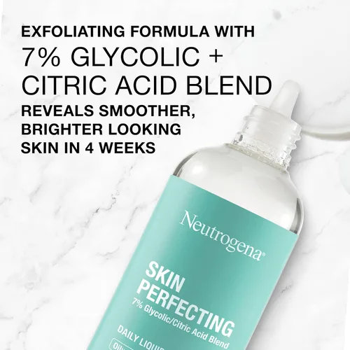 Vista 7 de Neutrogena Exfoliante facial líquido diario perfeccionador de la piel con 7% de mezcla de ácido glicólico/cítrico para piel grasa, exfoliante facial
