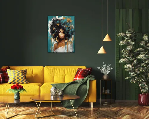 Vista 33 de Arte de pared afroamericano, decoración de rey y reina bailarín negro para sala de estar, arte de pareja de amor negro para dormitorio, lienzo