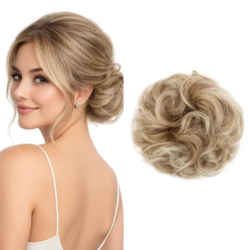 Vista 12 de CAISHA Postizo Grande Scrunchy Recogido Peinado Nupcial Rizado Moño Despeinado Marrón Chocolate Oscuro G2E