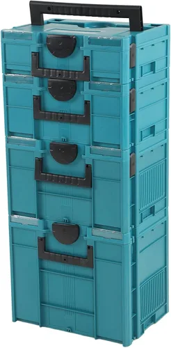 Vista 5 de Bandeja portátil F2, hardware Pla Sto con asa, caja de herramientas apilable para uso doméstico, herramienta ABS con ajuste de doble mango y carga