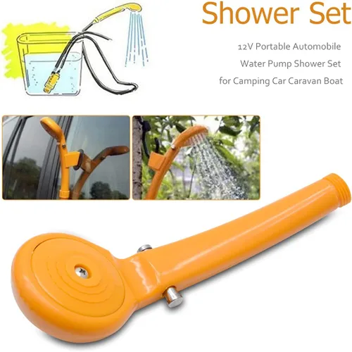 Vista 2 de Riloer Ducha portátil para acampar al aire libre, cabezal de ducha de campamento de 12 V con bomba de agua para lavado de autos, camping