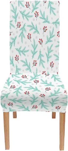Vista 136 de CAPSCEOLL Christmas Dining Chair Covers,Snowflakes Festive Winter Pattern Stretch Chair Covers for Dining Room Set of 2 Washable Spandex Parson