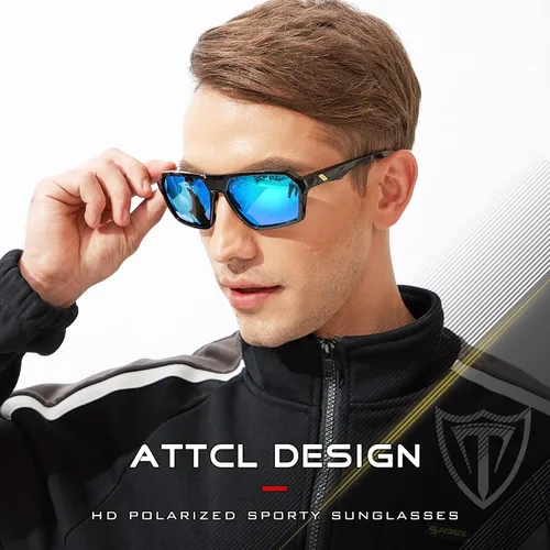 Vista 2 de ATTCL Gafas de sol polarizadas para hombre gafas deportivas casuales con protección UV marco hexagonal TR90 M