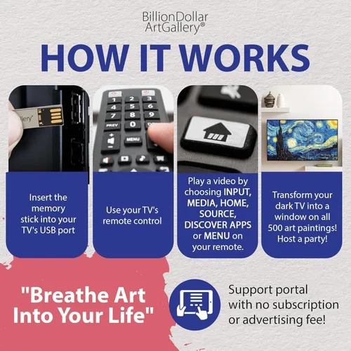 Vista 5 de BillionDollarArtGallery Transforma tu televisor en arte de pared Muestra 500 de las pinturas más icónicas del mundo Art TV Regalo único
