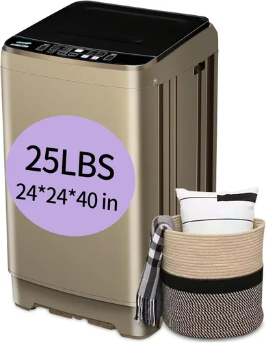 Vista 11 de KRIB BLING - Lavadora completamente automática con bomba de drenaje, lavadora compacta de 17.7 libras, 10 programas de lavado y 8 niveles de agua