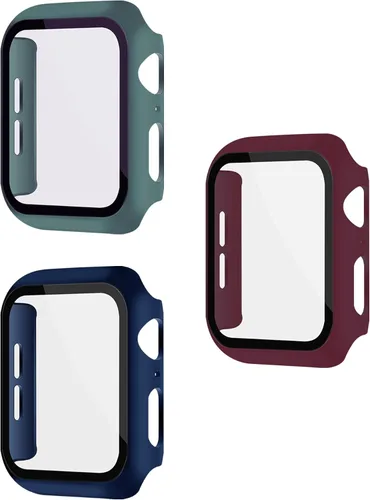 Vista 24 de Paquete de 3 fundas con protector de pantalla para Apple Watch de Negro + rosa intenso + morado oscuro