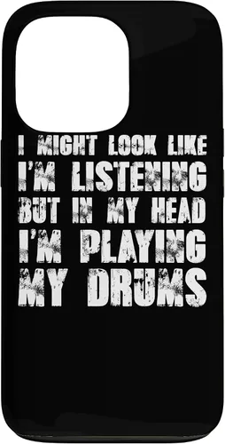 Vista 10 de iPhone 12/12 Pro Might Look Like I'm Listening Playing Drums - Estuche divertido para batería