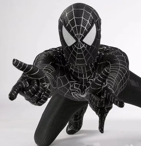 Vista 3 de JTeena Disfraz de superhéroe negro para niños y adultos, disfraz de araña de Halloween, disfraces de cosplay de Halloween