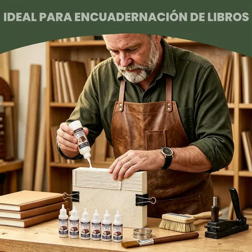 Vista 4 de Pegamento para encuadernación de libros de 0.74 onzas con cepillo, adhesivo neutro PH PVA, pegamento para libros, se seca transparente y permanece
