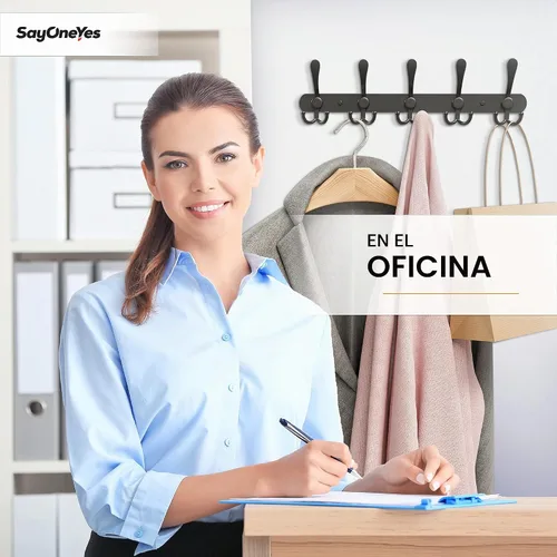 Vista 7 de Perchero de pared con 5 ganchos triples, acero inoxidable de 40.6 cm – Acabado mate negro, perchero de pared resistente para abrigos, sombreros