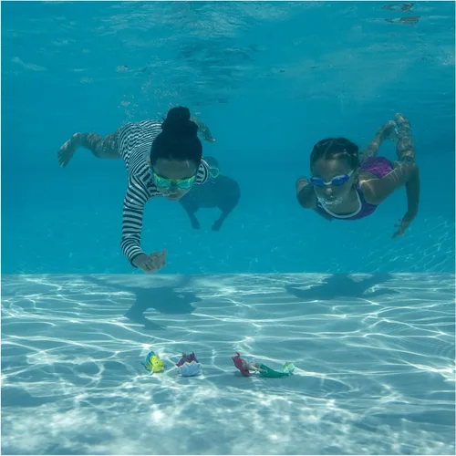 Vista 3 de SwimWays Sirenita Disney Personajes de Buceo para Niños Juguetes de Piscina - Princesa Ariel, Flounder y Sebastian, Juguetes de Baño y Suministros